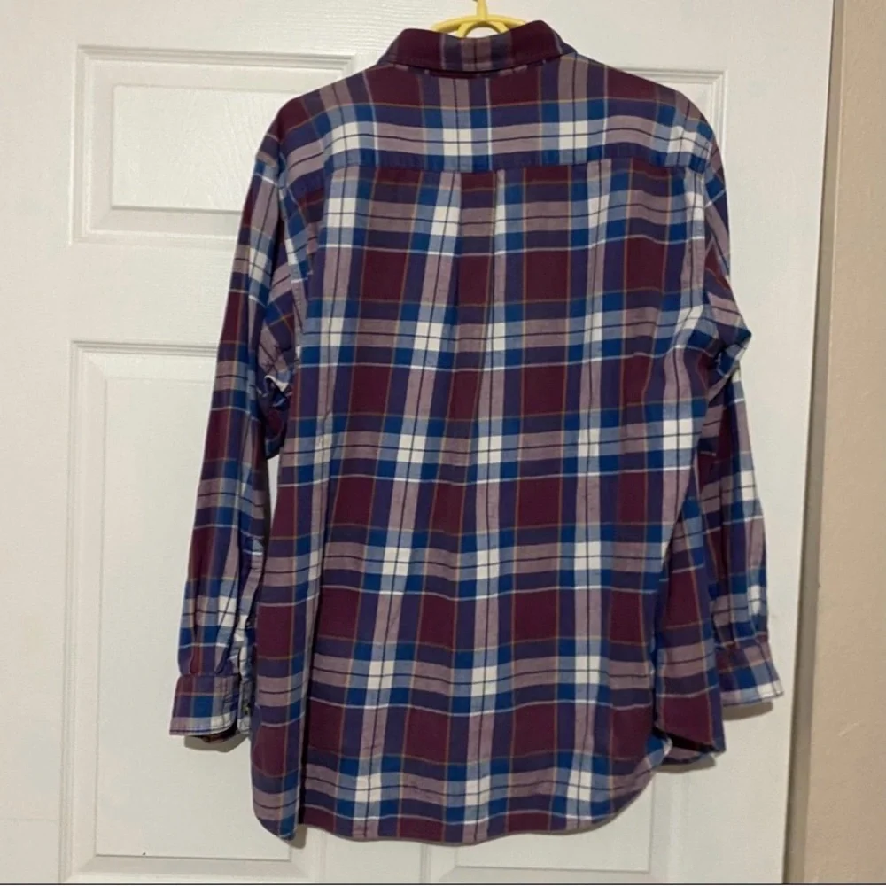 Hunt Club Blue / Red Cotton Flannel Collared Button Down Long Sleeve Shirt Sz XL - Picture 2 of 3